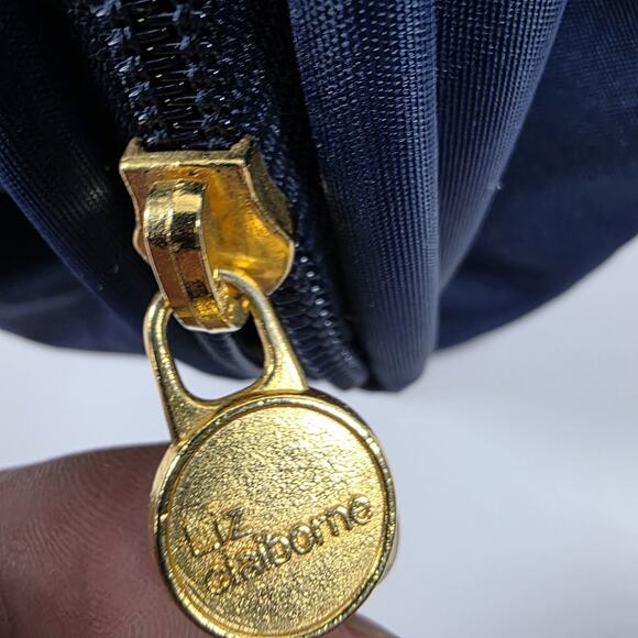 Liz Claiborne Nautical Tote Travel Bag Duffle Anchor Small Nylon Blue Yellow 90s - Picture 6 of 16